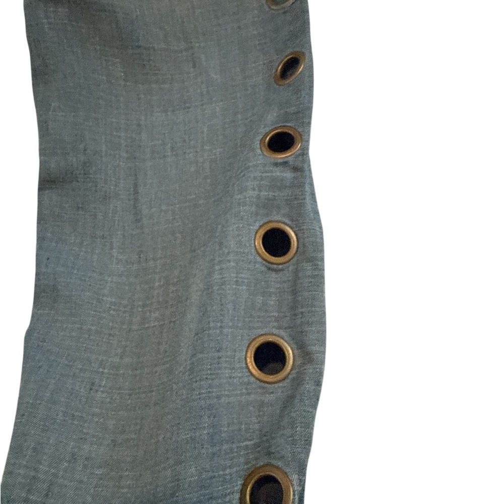 Jessica Simpson Blue Denim Shirt with Grommet Detail on Sleeves - Size Large - Picture 5 of 9